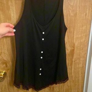 Black relaxed Tank with Buttons